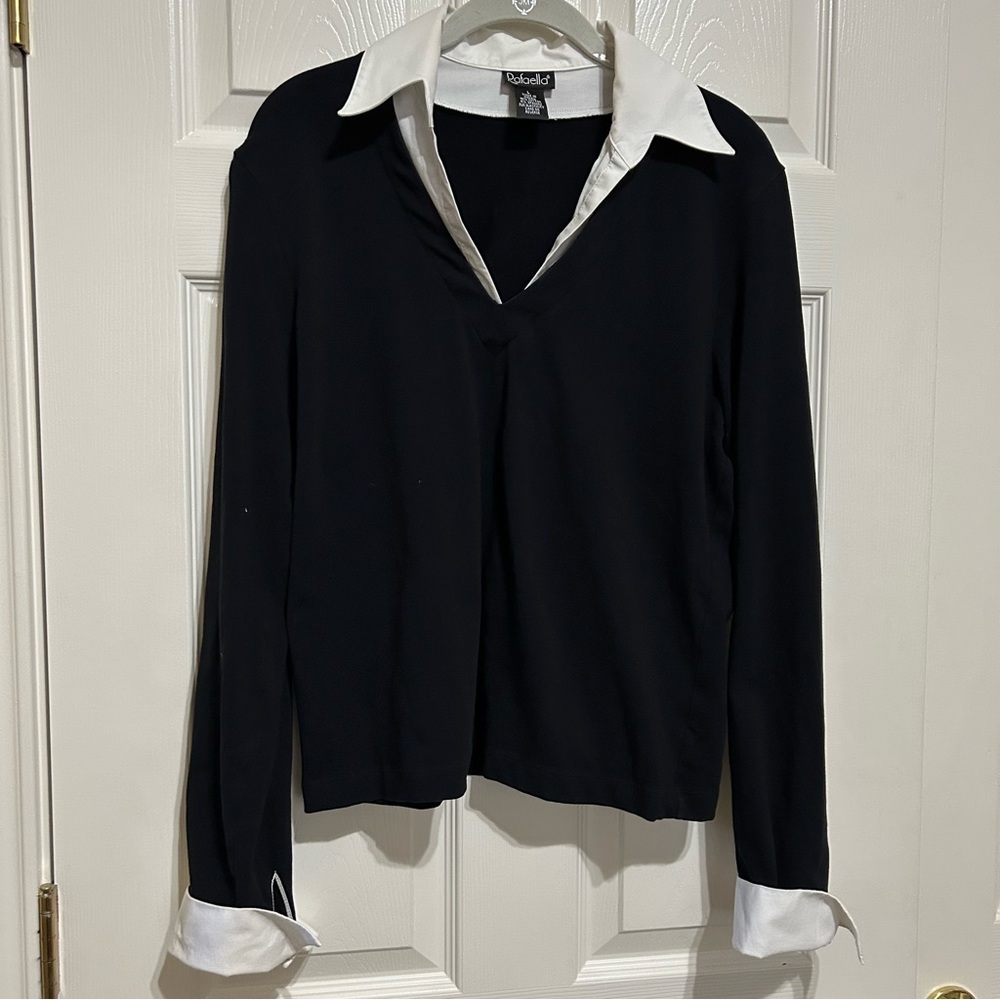 Rafaella Black/White Long-Sleeved Shirt with Cuffs